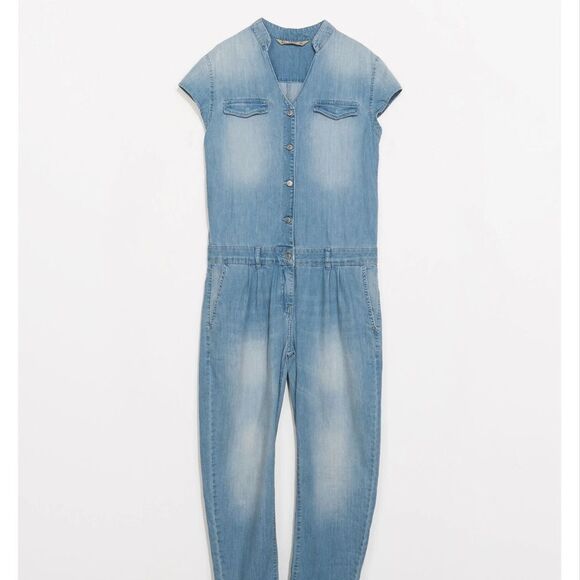 Zara Z1975 Women's Blue Denim Jumpsuit - Picture 4 of 7
